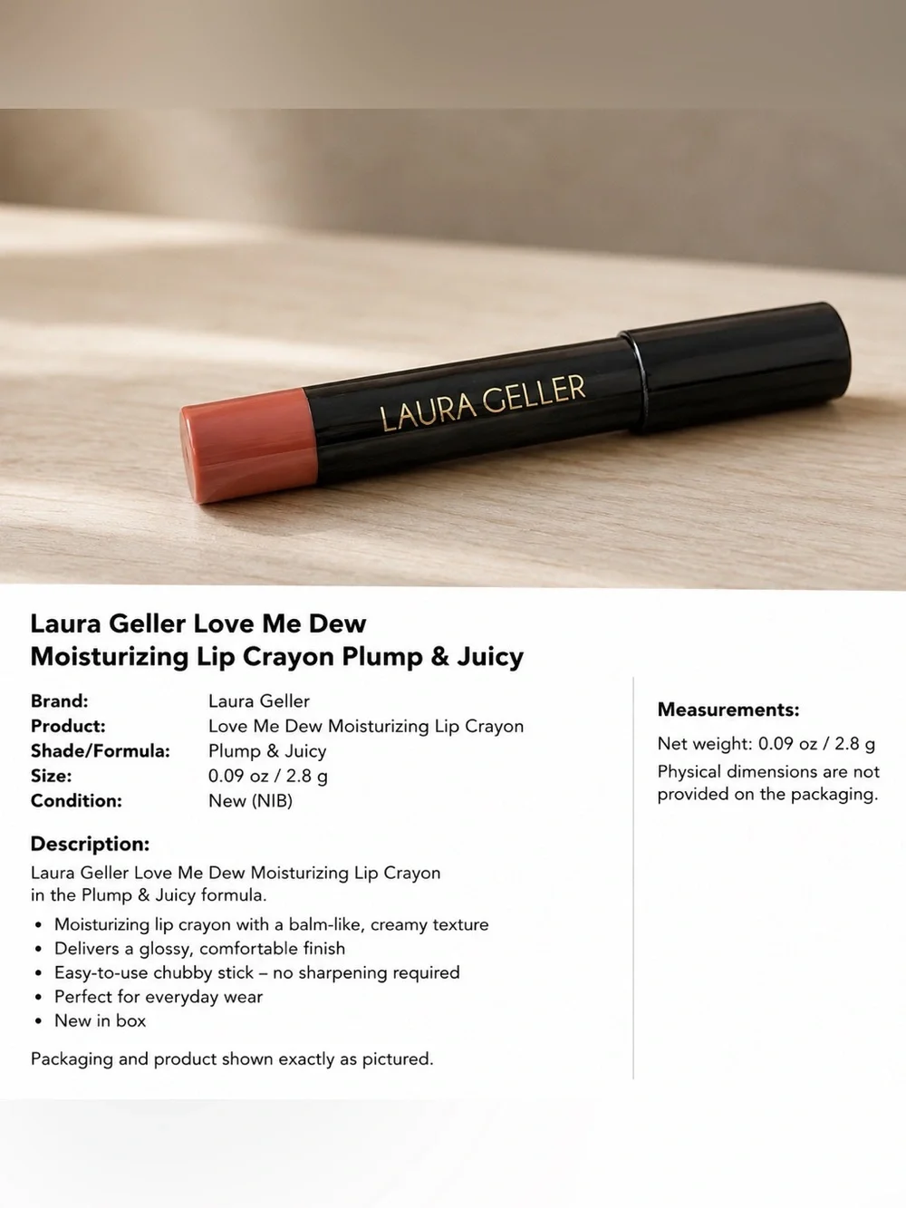 Laura Geller Love Me Dew Moisturizing Lip Crayon Plump & Juicy NIB